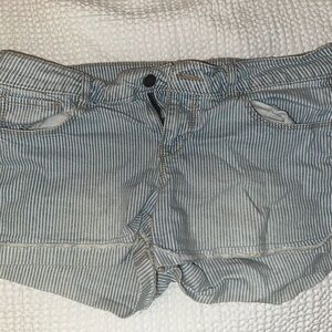 Forever 21 Blue and White Striped Denim Shorts